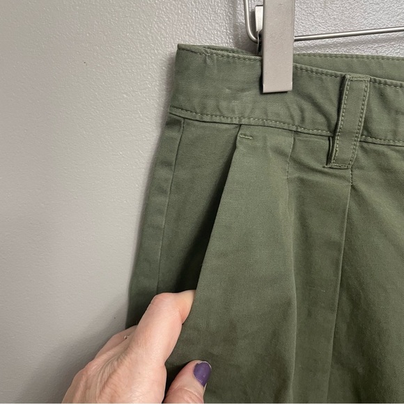 Gap Pants Womens 8 Pleated Wide Leg Khaki Olive Green Boho Hipster - Picture 2 of 13